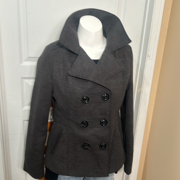 AMERICAN RAG WOMEN PEA COAT LINED DARK GRAY SIZE MEDIUM - Picture 8 of 9